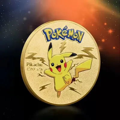 Gold Pokemon Coins Metal Mewtwo Coins Anime Commemorative Coin Charizard Pikachu Golden Pokemon