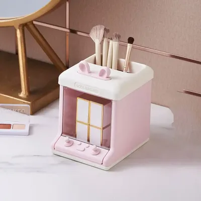 Multi Grid Penholder Table Decoraction Cartoon Brush Holder Stationery Container Drawer Organizer Storage Rack Storage Box