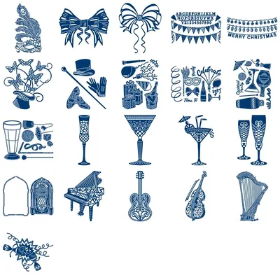 Musical metal Cutting Dies 2025 Lace Party Wine Cup Birthday Ball Piano Violin Guitar Bow
