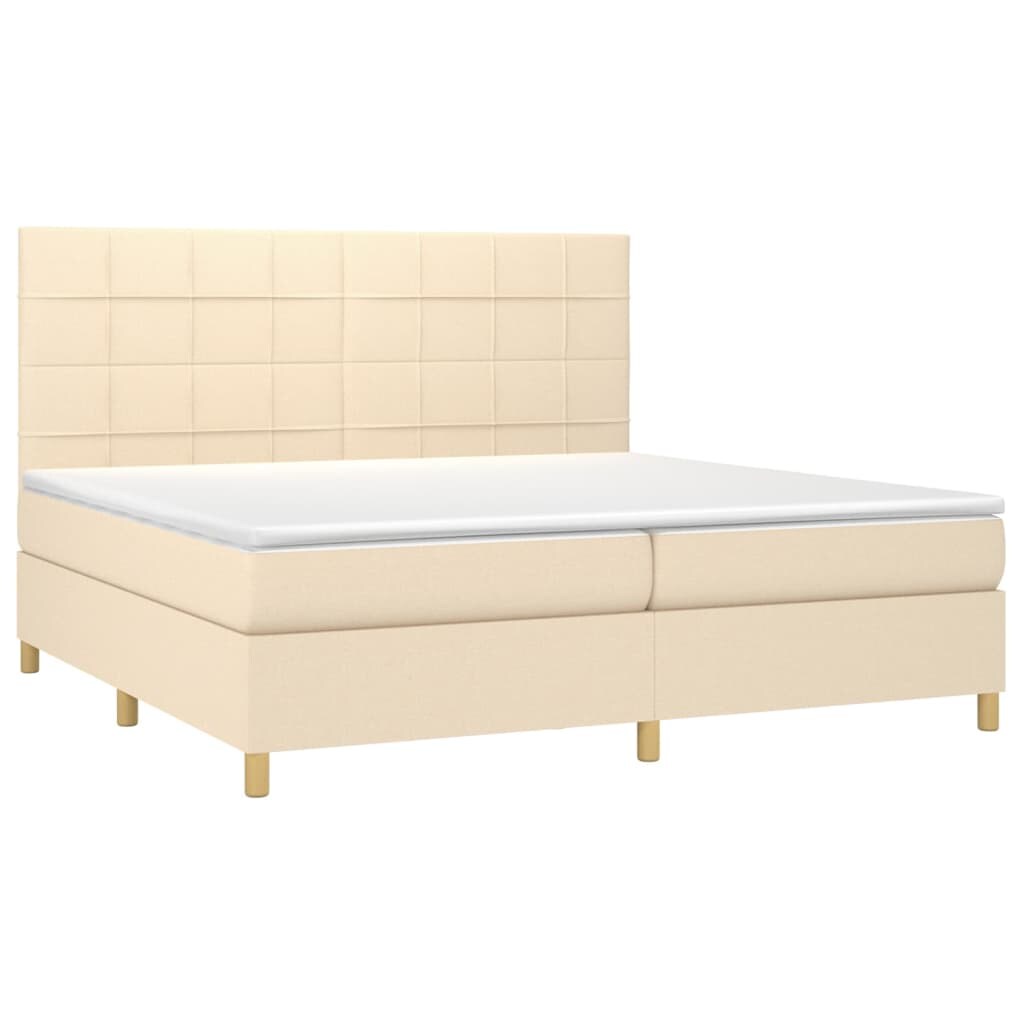vidaXL Boxspringbett mit Matratze & LED Creme 200x200 cm Stoff Image