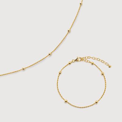 Beaded Rope Chain Necklace & Bracelet Set