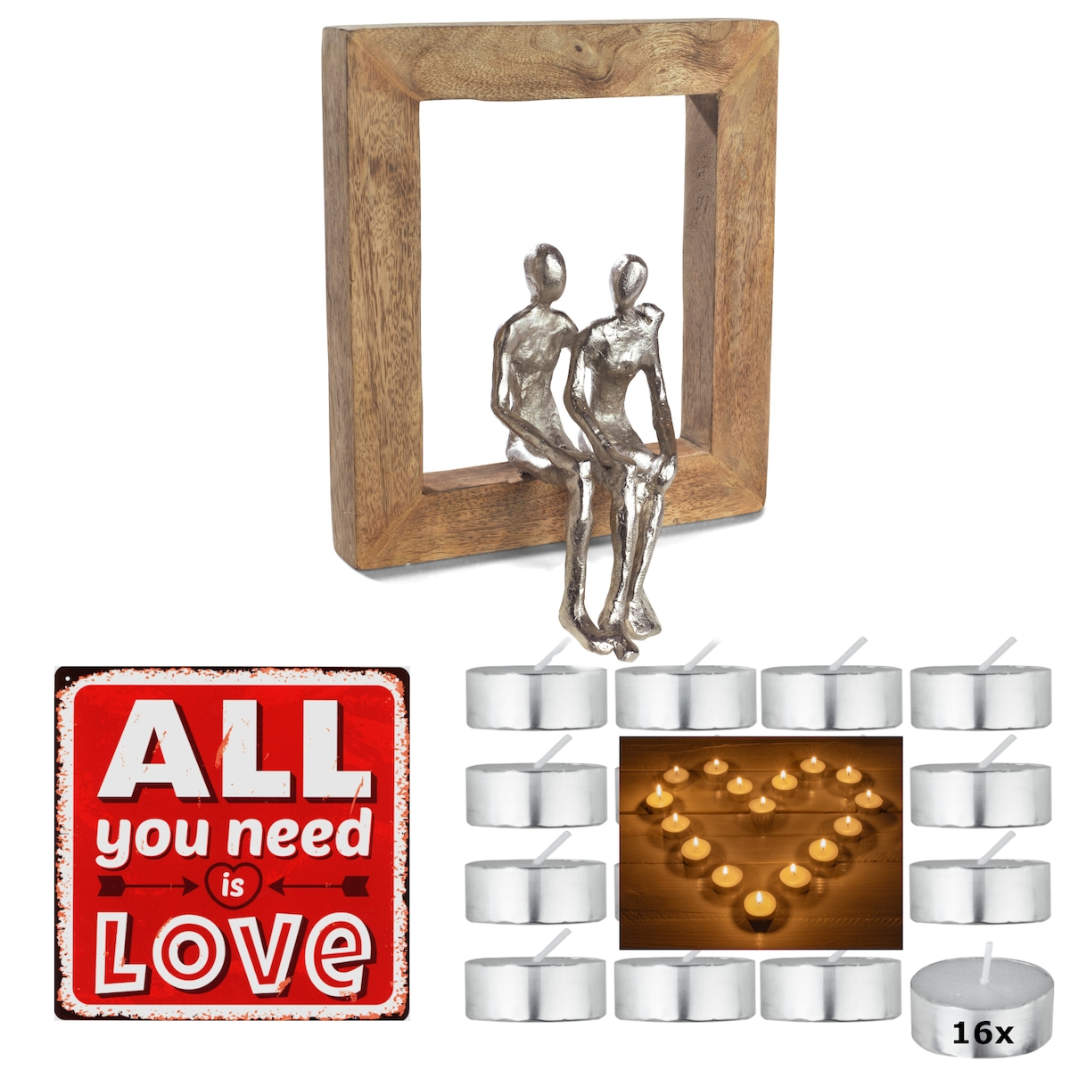 Moritz Romantisches Geschenkset Hochzeit Jahrestag Valentinstag mit Dekofigur Set 13 Image