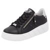 Plateausneaker RIEKER SPORT, Damen, Gr. 42, schwarz-weiß (schwarz, weiß), Leder, kontrastfarbene Details, sportlich, Schuhe, Freizeitschuh, Halbschuh, Schnürschuh mit seitlicher Perforation