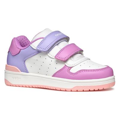 Sneaker GEOX "J WASHIBA GIRL", Kinder, Gr. 33, rosa (weiß, rosa), Synthetik, Textil, sportlich, Schuhe, Sneaker, Freizeitschuh, Klettschuh im Retro Look Image