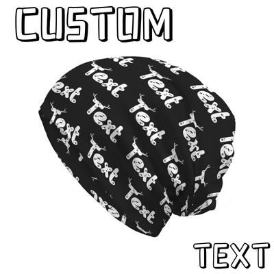 TEMU 1pc Custom Text Beanie Hat For Men/women, Adjustable Soft Polyester-spandex Knit Fabric, Fashionable No-brim , Ideal Gift For All Matching