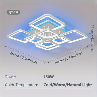 TEMU 1pc Ceiling Light, Dimmable Light With Smart Led Ambient Light And Remote Control, Modern Nordic Lighting Surface Mounted, For Bedroom Living Room Balcony Led Lamp, Ih-fx4-1/4-4bg Image