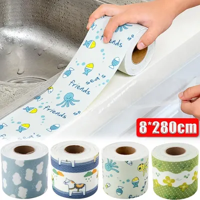8*280cm selbst klebendes Waschbecken band wasserdichte Paste Küchen waschbecken feuchtigkeit absorbierende Badezimmer toilette Vliesstoff band Image