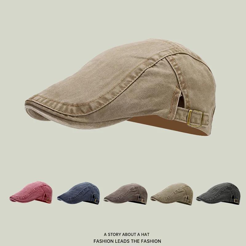 Frühling Sommer Vintage Baumwolle Baskenmütze Männer Frauen Mode Flache Schirmmütze Casual Berets Retro Hut Newsboy Unisex Einstellbare Sonnenhüte Image