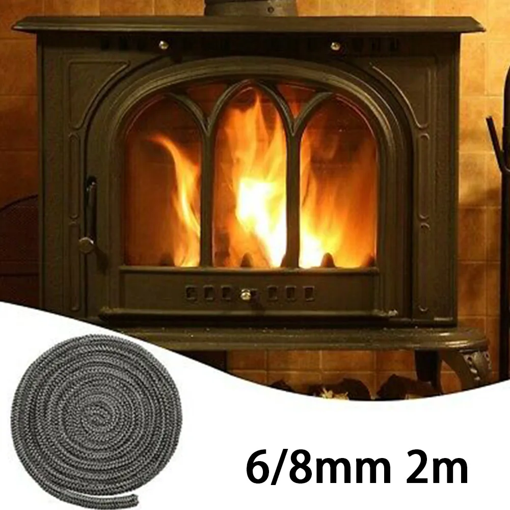 6/8mm 2M Kamin Abdichtung Seil Schwarz Herd Feuer Seile Holzofen Tür Dichtung Hochtemperatur Fiberglas seil Dichtung Image
