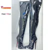Sexy schwarze Oberschenkelhohe Stiefel 18 cm Stiletto Overknee Damenstiefel Nachtclub Bühne Pole Dance Schuhe Benutzerdefinierte Farben Plus Größe 46