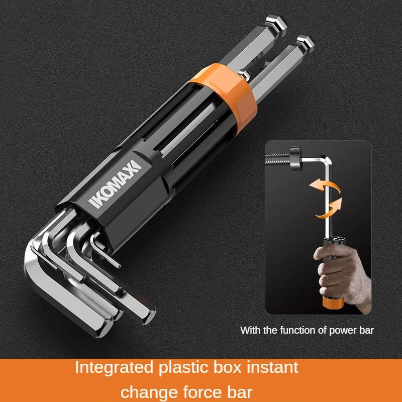 Set di chiavi a brugola con kit di chiavi a L per dopo bruciatore per vite a brugola 9 pezzi Set di chiavi esagonali a braccio lungo da 1,5 mm a 10 mm Strumento manuale per chiavi esagonali