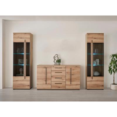 Wohnwand INOSIGN "Cantara, moderne Anbauwand, Wohnzimmer-Set, in Eiche Evoke oder Weiß", eiche evoke, B:290cm H:270cm T:42cm, Holzwerkstoff, Kastenmöbel-Sets, enthält zwei Vitrinen und ein Sideboard Image
