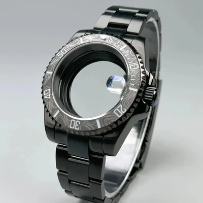 40mm Black NH35 Watch Case Sapphire Glass 120-Click Bezel Fits NH34/NH35/NH36 Movements Waterproof 28.5mm Dial with Accessories