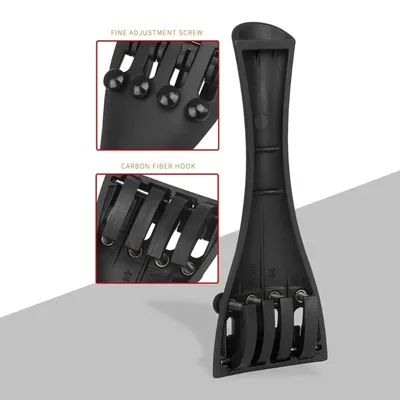 Carbon Fiber Violino Fiddle Tailpiece with 4 Fine Tuners Violin Composite Tailpiece for 4/3 4/4