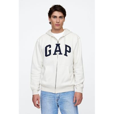 Gap Mens White Relaxed Logo Zip Up Hoodie - White