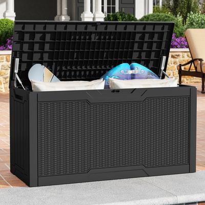 Moasis 75 Gal Outdoor Resin Deck Box, Large Lockable Storage Bin for Patio Furniture Cushions, Garden Tools - 80 Gal