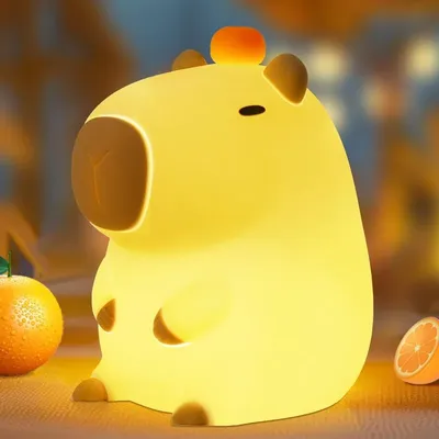 Capybara Night Light LED Cute Silicone Animal Lamp Dimmable Nightlight Rechargeable Bedside Touch Lamp for Kids Gifts Room Decor