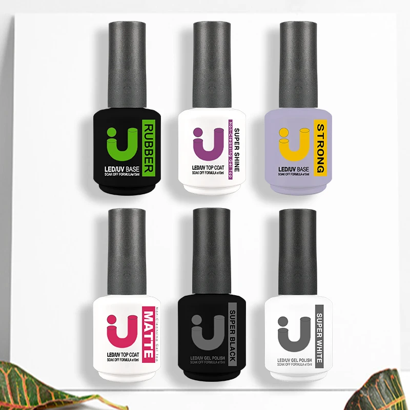 Gummibasis und Decklack Gel-Nagellack UV 15 ml Semipermanente Basis für Gel-Lack Maniküre Matte Top Super Black White Gellac Image