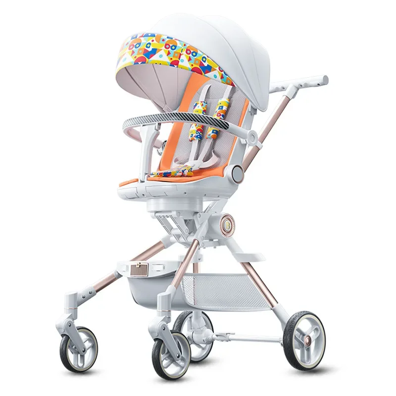 Leichter Kinderwagen mit hoher Sicht, tragbar, zusammenklappbar, zum Sitzen und Liegen, Kinderwagen, Kinderwagen, Kinder-Baby-Trolley Image