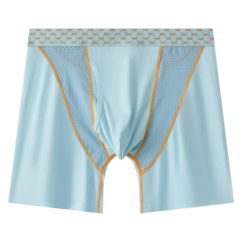Männer Modal Boxershorts Mesh Transparent Atmungsaktive Lose Fit Sport Höschen Sexy Mid-rise Ausbuchtung Beutel Schnell Trocknend Lange beine Badehose Image