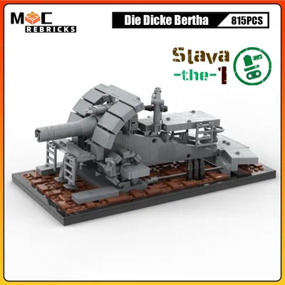WW1 Deutsches Militär M-Gerät Die Dicke Bertha Howitzers MOC Bausteinmodell Set Mörserträger Ziegel Image