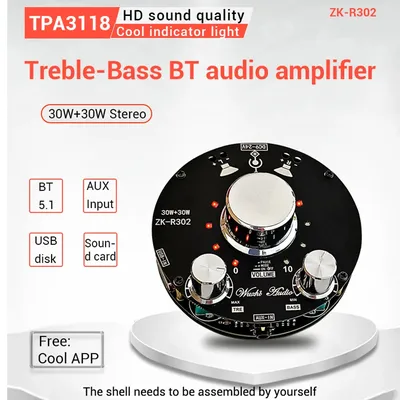 ZK-R302 kühlen volumen anzeige bluetooth audio power verstärker bord modul TPA3118 hohe und niedrigen bass einstellung 30WX2 Image