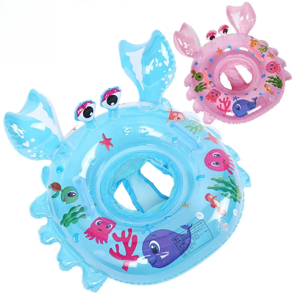 Baby Schwimmen Ring Wasser Spielzeug Cartoon Krabben Form mit Mesh Sitze Indoor Outdoor Pool Badezimmer Kind Aufblasbare Float Sitz Image