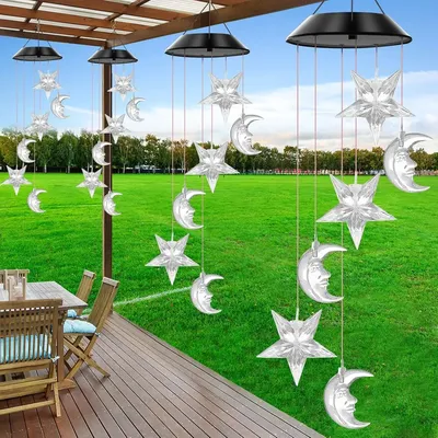 LED Solar Windspiel Licht Garten Sterne Mond Windspiel Lampe Bunte wasserdichte hängende Solarleuchte für Garten Hof Home Decor
