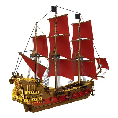 AUF LAGER MOC Königin Anne's Revenge Piratenschiff Bausteine Ziegel Montage Modell Spielzeug für Kinder Geburtstag Geschenk Set Image