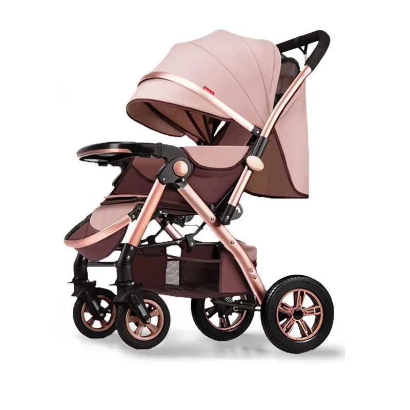 Kinderwagen, faltbar, zum Sitzen und Liegen, tragbarer Rollwagen, großer Zwei-Wege-Kinderwagen mit Sonnenschutz für Kleinkinder, Babys und Neugeborene Image