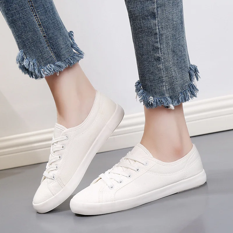 Unisex Weiße Leinwand Schuhe Casual Sommer Vulkanisierte Schuhe Frauen Bord Schuhe Lace-up Studenten Tuch Schuh frauen Wohnungen turnschuhe