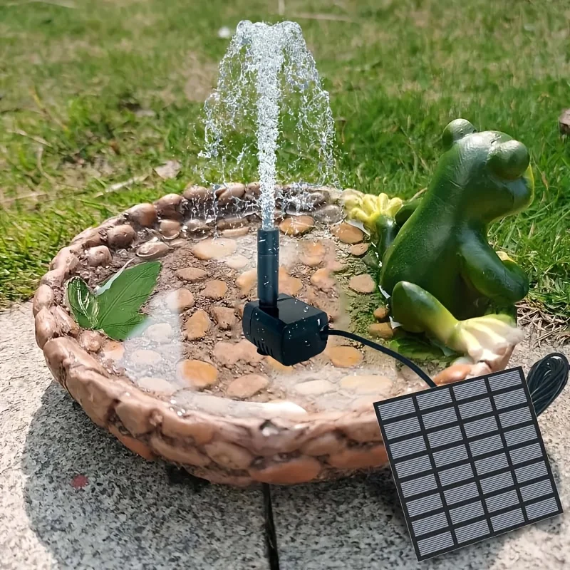 Solarbrunnen mit 6 Düsen – 1,4 W Solarpanel, schwimmende Wasserpumpe für Vogelbäder, Pools, Garten, DIY-Wasserfall-Hofdekoration Image
