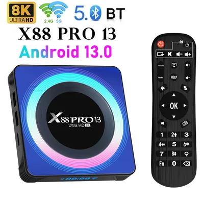 X88 PRO 13 Android 13.0 Smart TV Box 2,4G/5G WIFI6 4GB 32GB 64G 8K HD Media Player BT5.0 IPTV RK3528