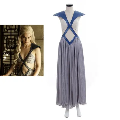 TV-Serie Daenerys Cosplay Kostüm Frauen Sexy gekreuzte rückenfreie Königin Kleid Halloween Karneval Image