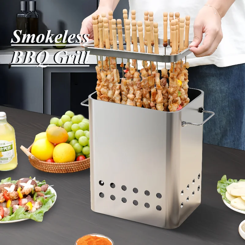 Tragbarer Grill rauchfreier Edelstahl grill Char broiler Outdoor Indoor Dual-Purpose-Eintopf kleiner langlebiger Grill Image