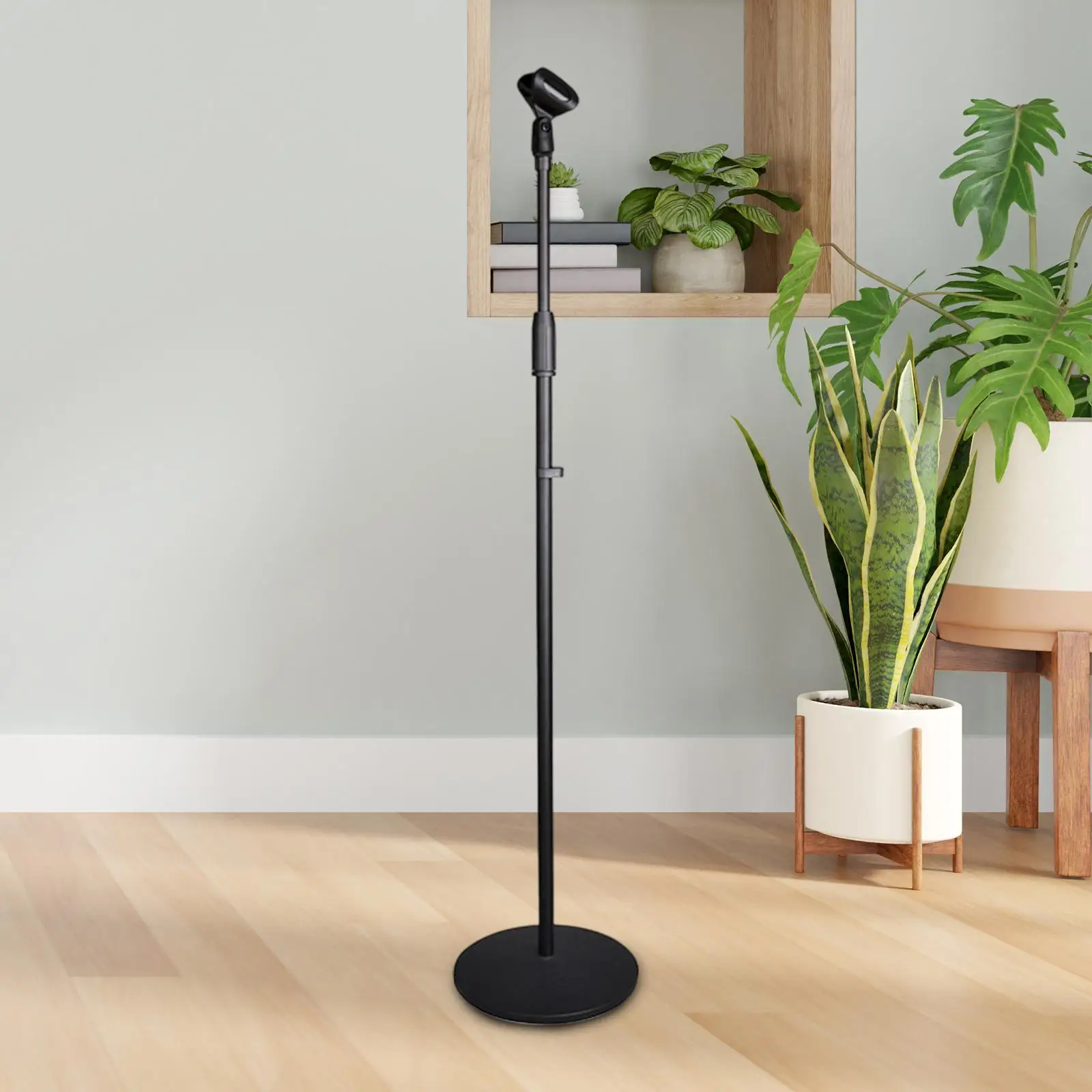 Vertikaler Mikrofonständer, stabile Basis, runde Scheibenbasis, Bodenmikrofonhalterung, verstellbar, für Meetings, Studios, Aufführungen, Live-Reches Image