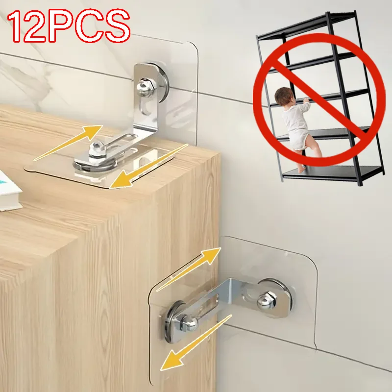 Möbelanker, stark, selbstklebend, fest, verhindert Dumping-Gerät, kein Stanzen, Sicherheit, Anti-Umkippen, Schrank-Schnallenanker Image