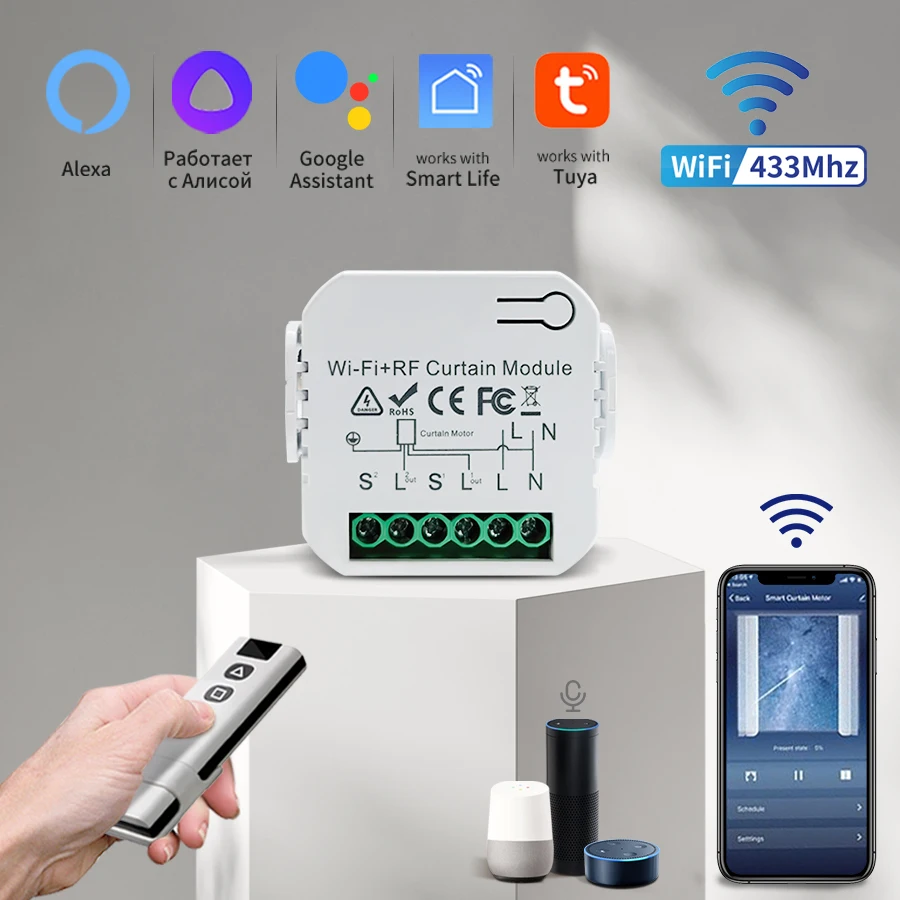 Tuya WiFi Smart Vorhang Schalter Controller Motorisierte Rollladen Motor Smart Leben APP Fernbedienung Alexa Google Home Stimme Image