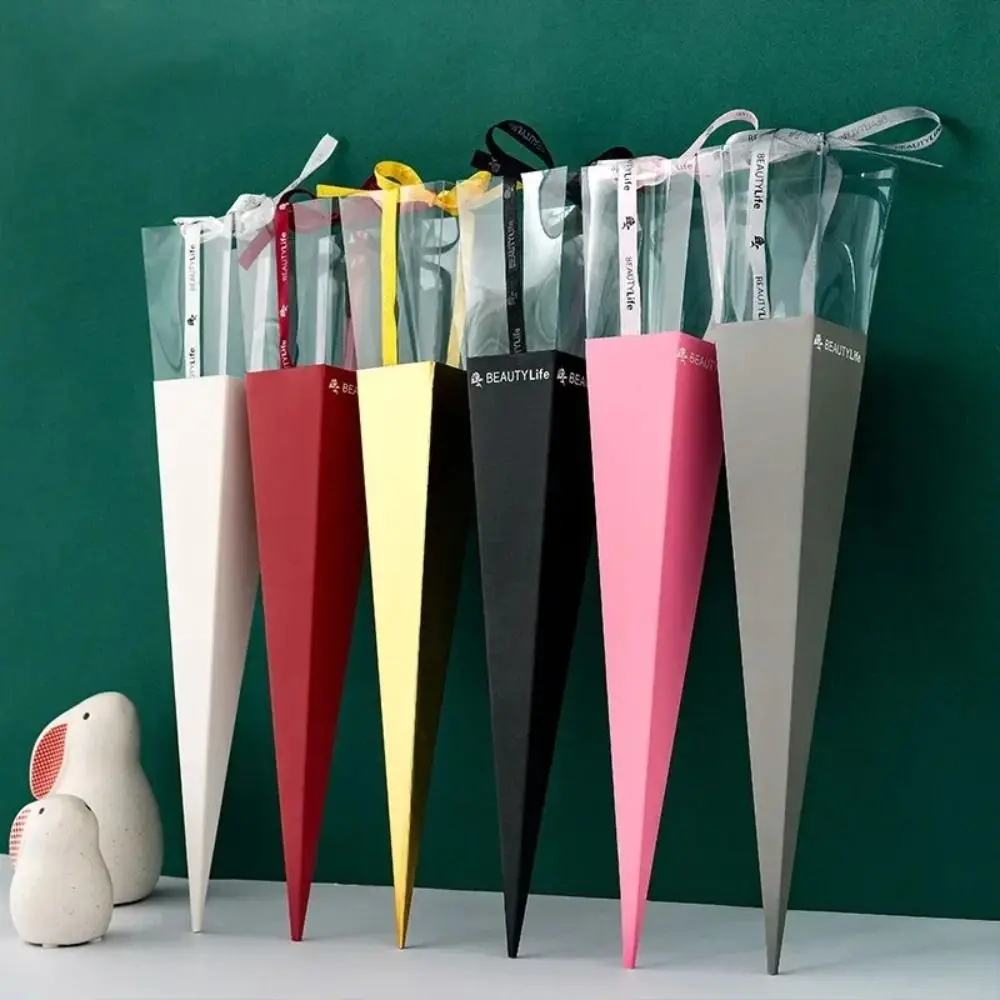 10 Stück einzelne Rose klar Fenster Bouquet Box PVC Fenster Display Valentinstag Bouquet Geschenk papier Party Dekor Farbe Geschenk box Image