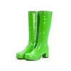 Neue Heiße Frauen Hohe Keen Stiefel Patent Leder Wasserdichte Kniehohe Stiefel Weiß Rot Party Fetisch Boot frauen Schuhe Herbst winter