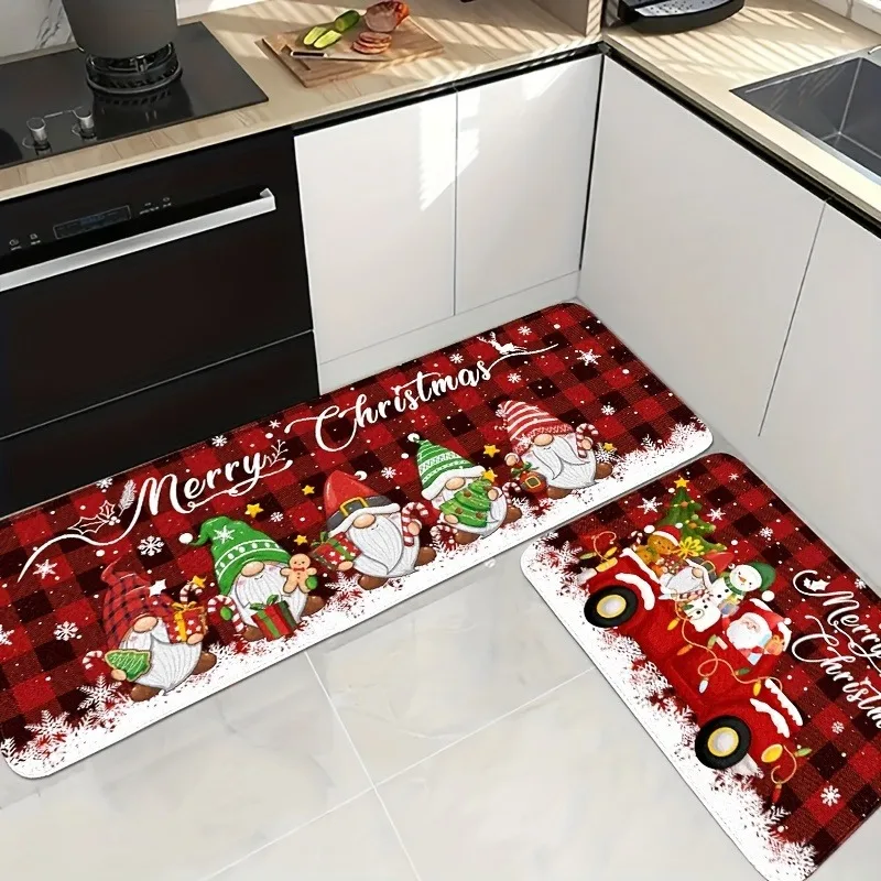 Weihnachts gnom Schneeflocke Küchen teppich rutsch fester maschinen wasch barer Flanell teppich für zu Hause Wohnzimmer Küche Boden matte Image