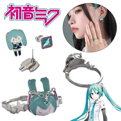 Hatsune Miku Anelli Orecchini Moda Donna Gioielli Accessori Decorazione Cartoon Ragazze Orecchini
