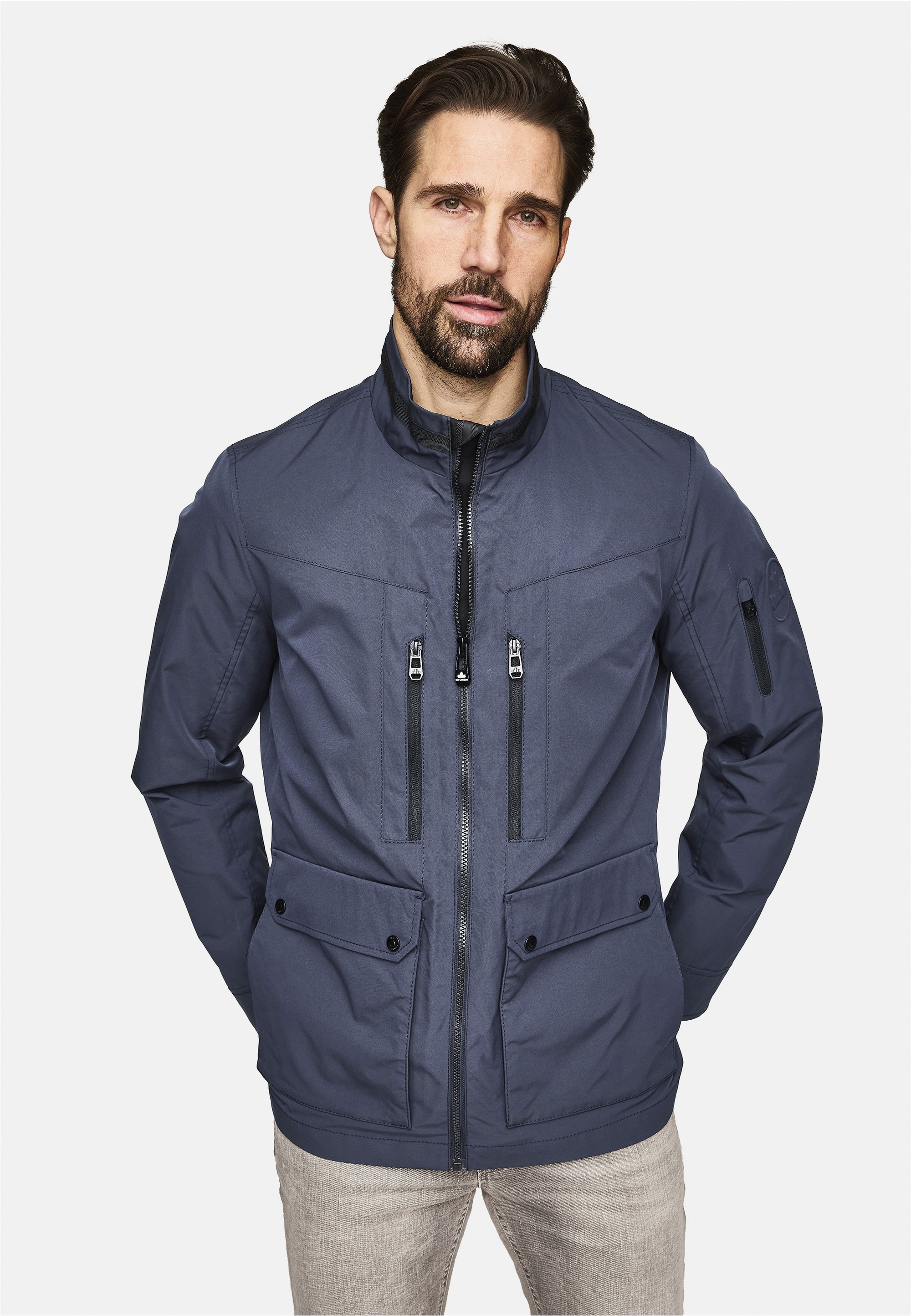Outdoorjacke NEW CANADIAN "shape memory", Herren, Gr. 30, blau (dunkelblau), 100% Polyester, unifarben, normal, Jacken, mit praktischer Armtasche Image