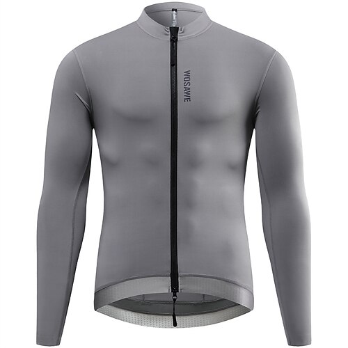 Herren Damen Radtrikot Einfarbig Langarm Fahhrad Trikot mit 3 Gesäßtaschen Mountainbike MTB Schnelltrocknend Atmungsaktiv Sport Schwarz Weiß Grün Bekleidung Image