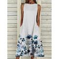 Damen Midi Kleid A-Linie Kleid T-Shirt Kleid Tee Kleid Off-Shoulder Kleid Sportliches Kleid Lässig Urlaub Alltag Reguläre Passform Floral Ärmellos Off-Shoulder Gelb Rot Blau Lila Sommer