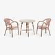 Ensemble Table Ronde Ø80 Cm Brielle Bistro Et 2 Chaises Avec Accoudoirs En Rotin Synthétique Et Aluminium Solange Bistro Beige Crème - Rouge Bordeaux