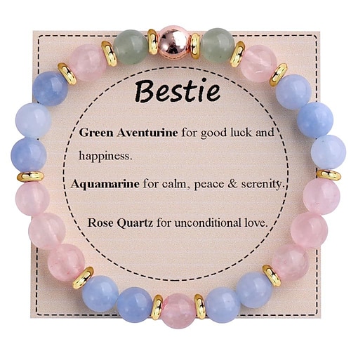 Weihnachtsgeschenke für Frauen Mama Natürliche Steine Farbe Textur Zufällig - Naturstein-Armband Schmuck Karte Valentinstagsgeschenk - für Frauen Jugendliche viel Glück Selbstliebe Image