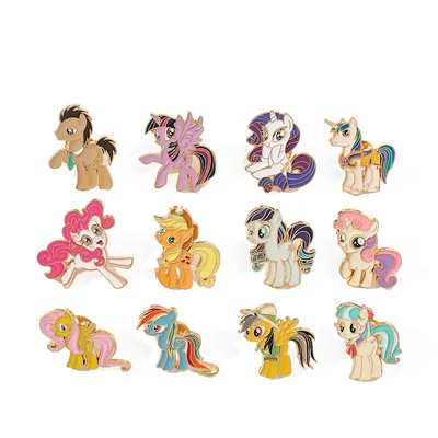 12 Pcs Cartoon Animal Brooch Cute Horse Enamel Pin Backpack Clothes Jewelry Backpack Clothes