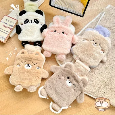 Plush Hot Water Bottle Kawaii Winter Warm Hot Water Bag for Period Pain Hand Warmer Girls Hand Feet