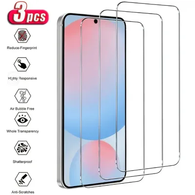 3Packs Tempered Glass Screen Protector for Samsung S25 S24 Ultra Plus S23 S22 S21 FE A55 A35 A15